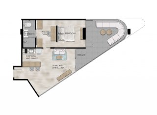 Condominium floor plan, 1 bedroom in The One No. 11025