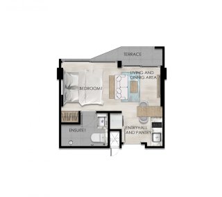 Condominium floor plan, 1 room in The One No. 11024